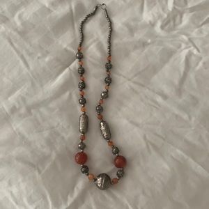 Silver and amber necklace